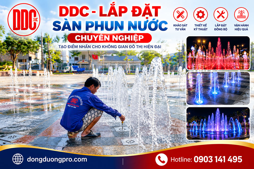 Lắp đặt sàn phun nước công viên Sóc Trăng