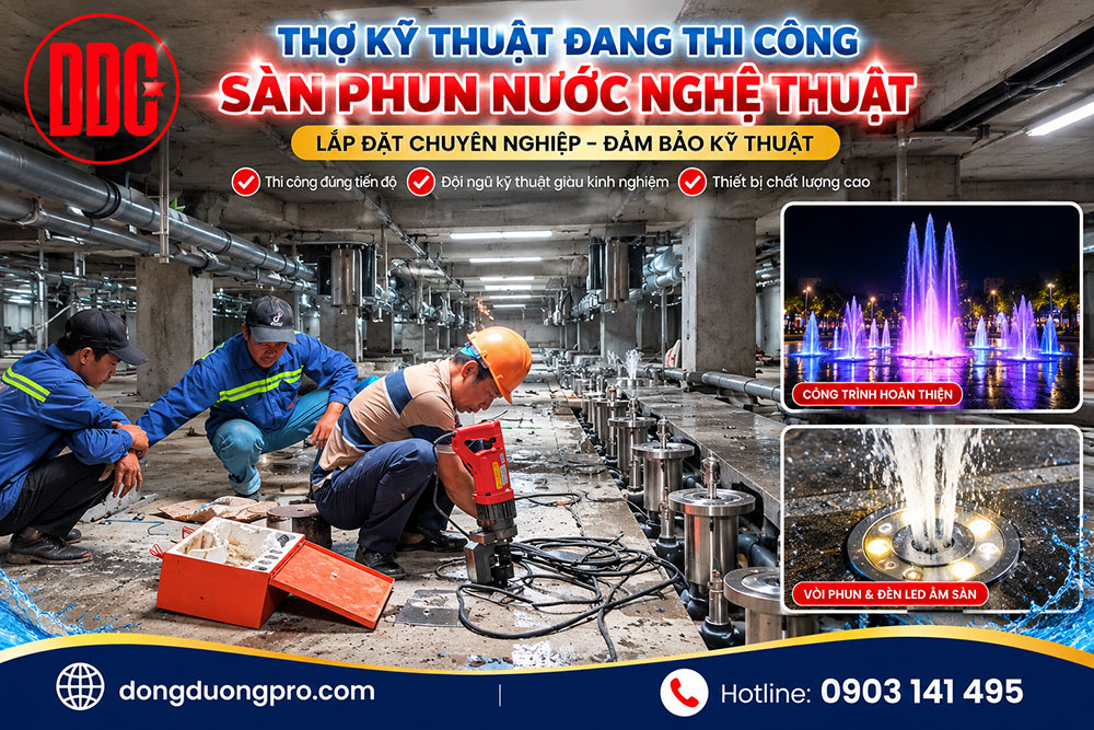Lap dat san phun nuoc tai cong vien quy trinh ky thuat
