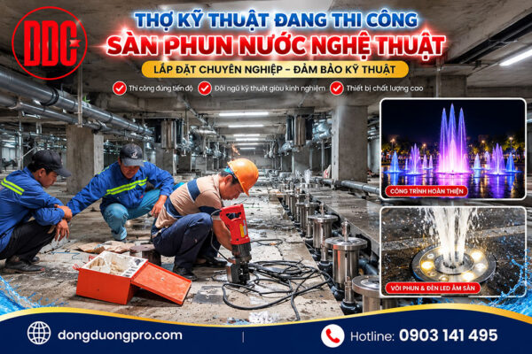 Lắp đặt sàn phun nước nghệ thuật