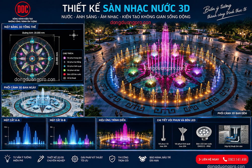 Thiết kế sàn nhạc nước 3D