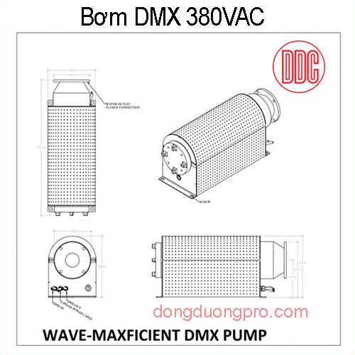Bơm DMX 380VAC – DMX pump 380VAC tích hợp giao thức điều khiển DMX512 giúp thay đổi lưu lượng và áp lực nước theo tín hiệu lập trình.