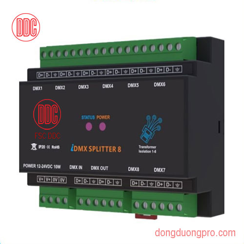Bộ chia DMX 8 outputs - DMX splitter 8 outputs cho hệ thống ánh sáng chuyên nghiệp