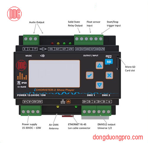 Musical DMX show controller iChorister giúp tạo hiệu ứng nhạc nước sống động, đồng bộ ánh sáng và âm thanh hoàn hảo.