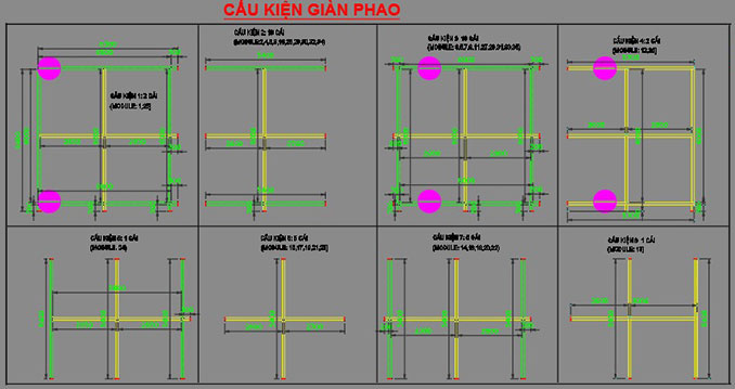 Bản vẽ kỹ thuật kết cấu phao nổi đài phun nước trên hồ cảnh quan