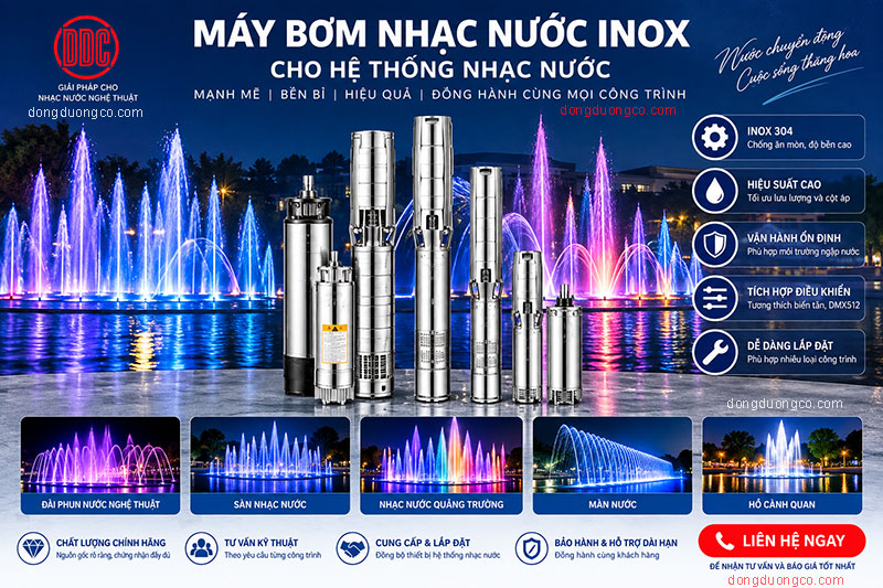 Bơm chìm inox cho hệ thống nhạc nước