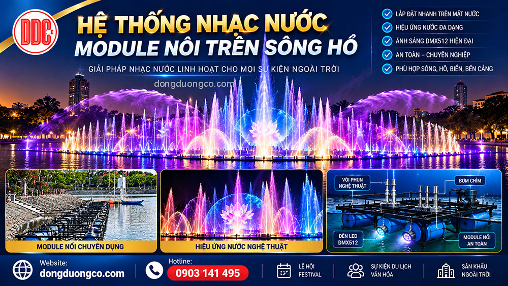Hệ thống nhạc nước module nổi trên sông hồ