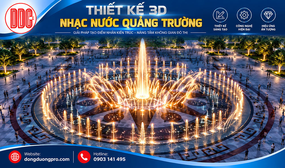 Thiet ke nhac nuoc quang truong phoi canh 3D chuyên nghiep