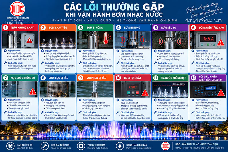 Các lỗi thường gặp khi vận hành bơm nhạc nước