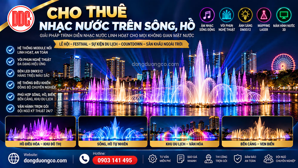Cho thuê nhạc nước sự kiện trên sông hồ bến cảng