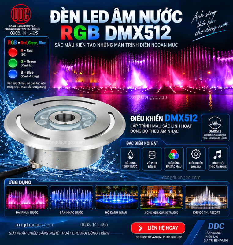Đèn LED âm nước RGB DMX512