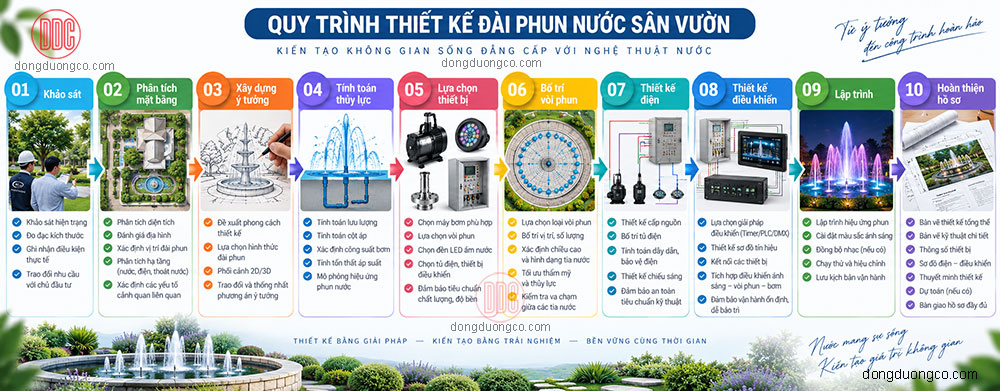 Quy trình thiết kế đài phun nước sân vườn