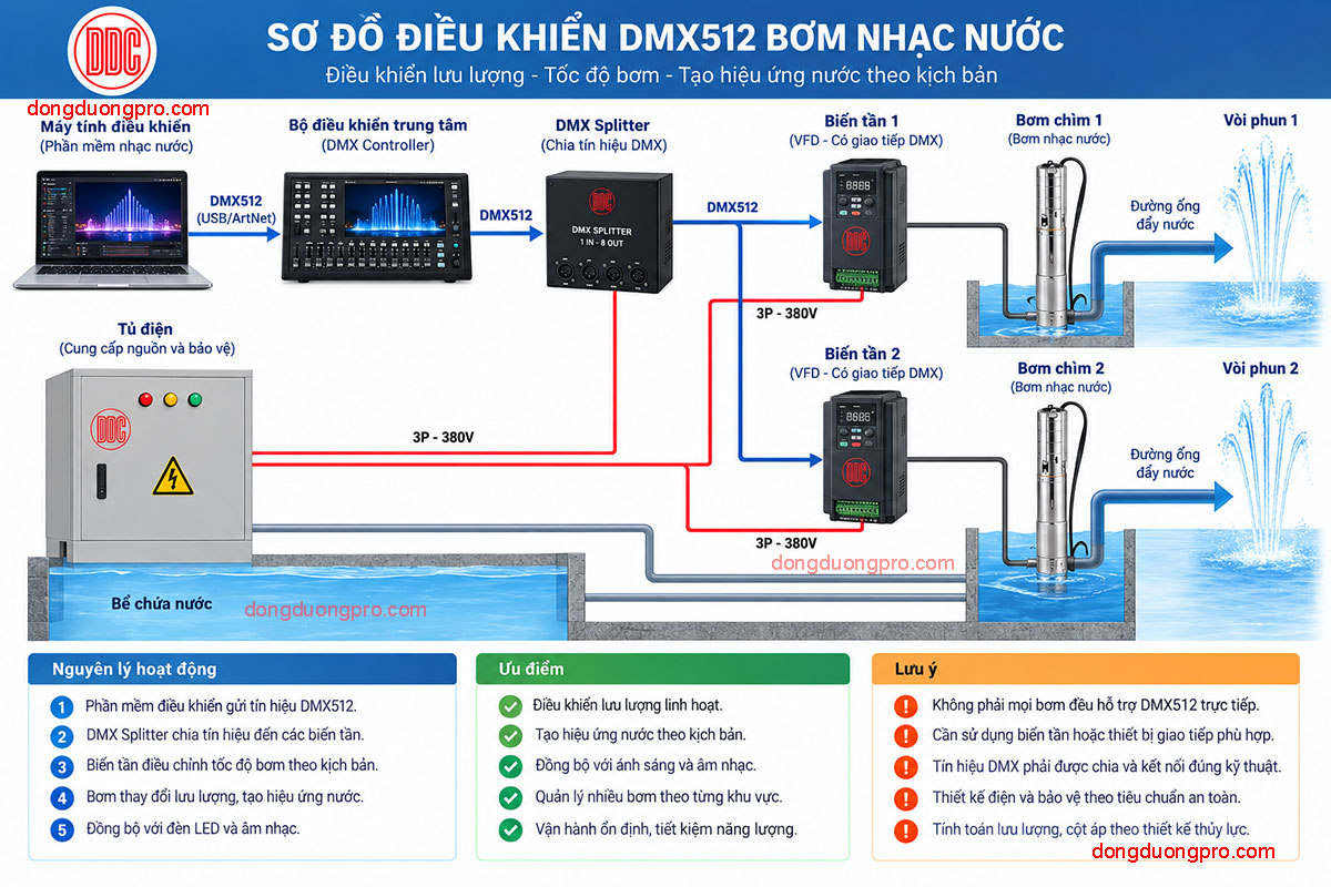 Hệ thống bơm và đường ống nhạc nước