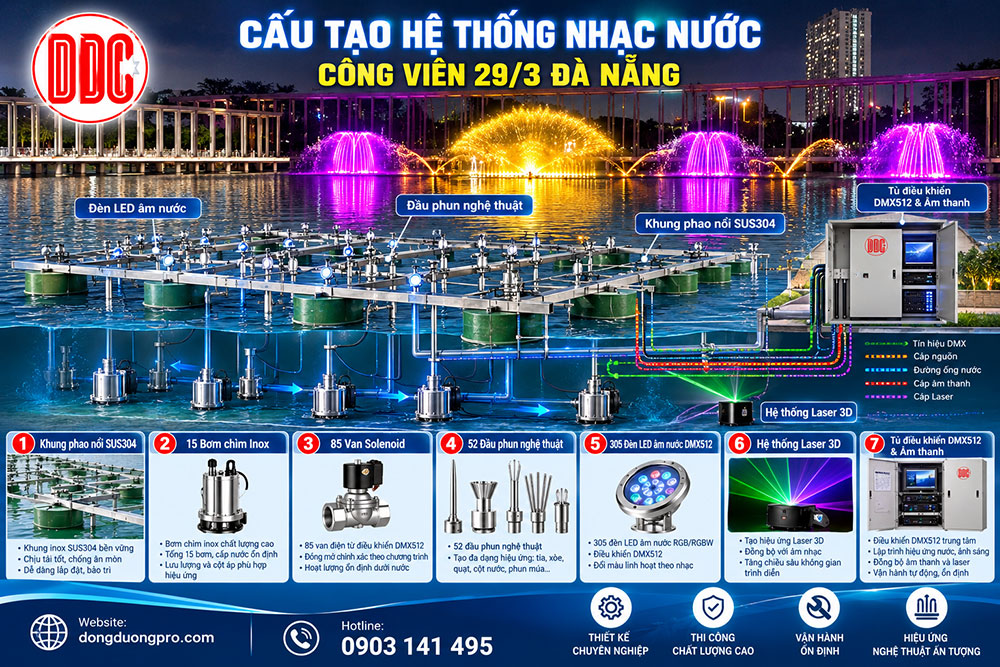Nguyên lý hoạt động nhạc nước công viên 29/3 Tp. Đà Nẵng